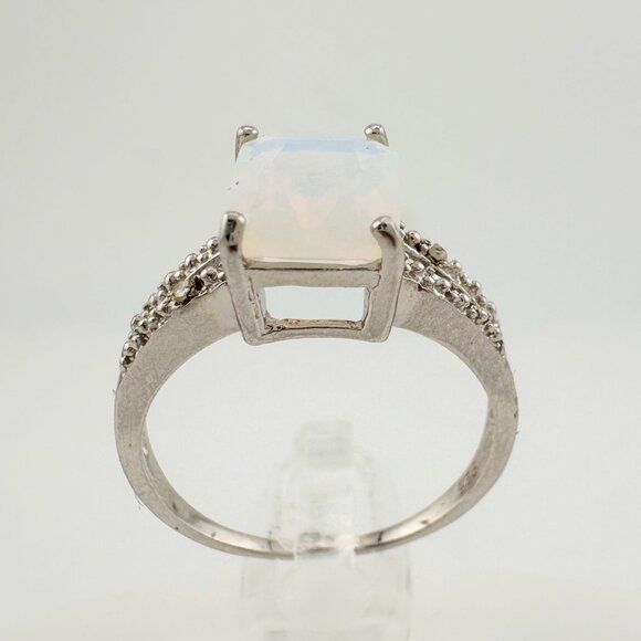 Beautiful Natural Opal Ring with Small Diamond Accent - Size 7.25 - Picture 4 of 16